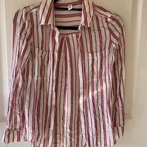 Rust and white, striped button up